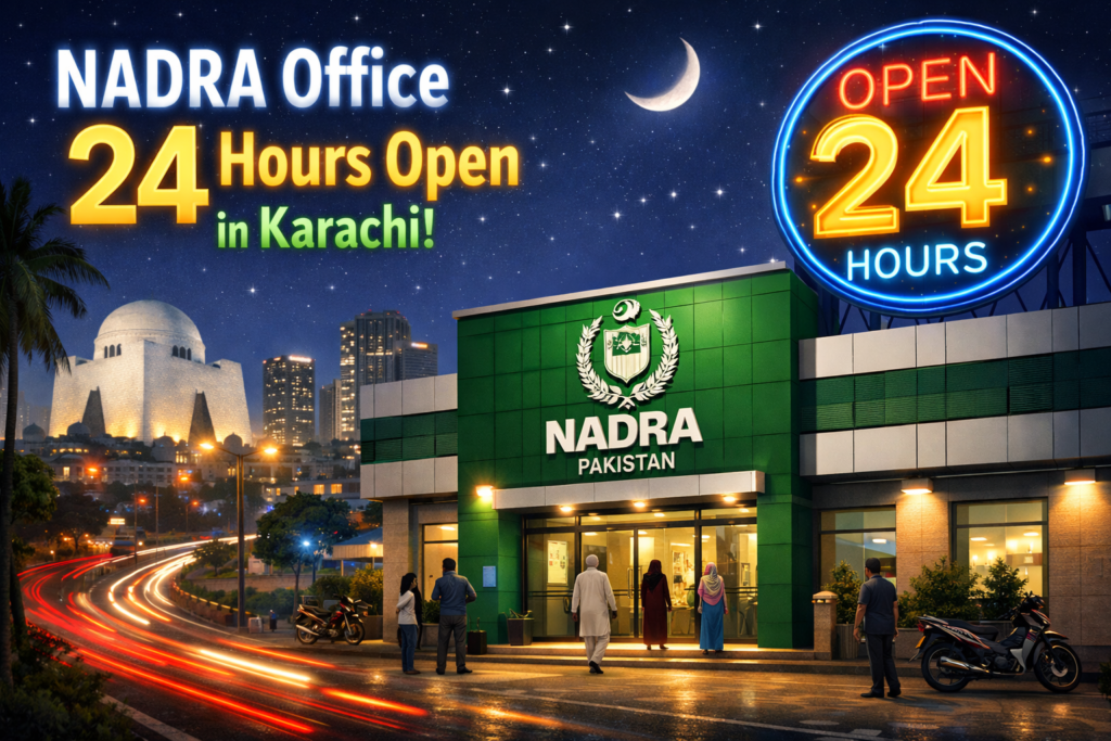 NADRA Office 24 Hours Open in Karachi